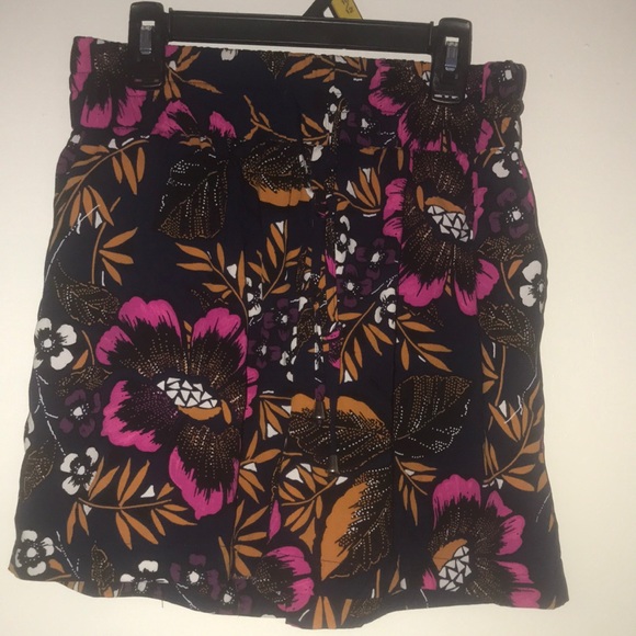 #Vibrant High Waist #Pink and #Orange Floral #Shorts - Picture 1 of 4